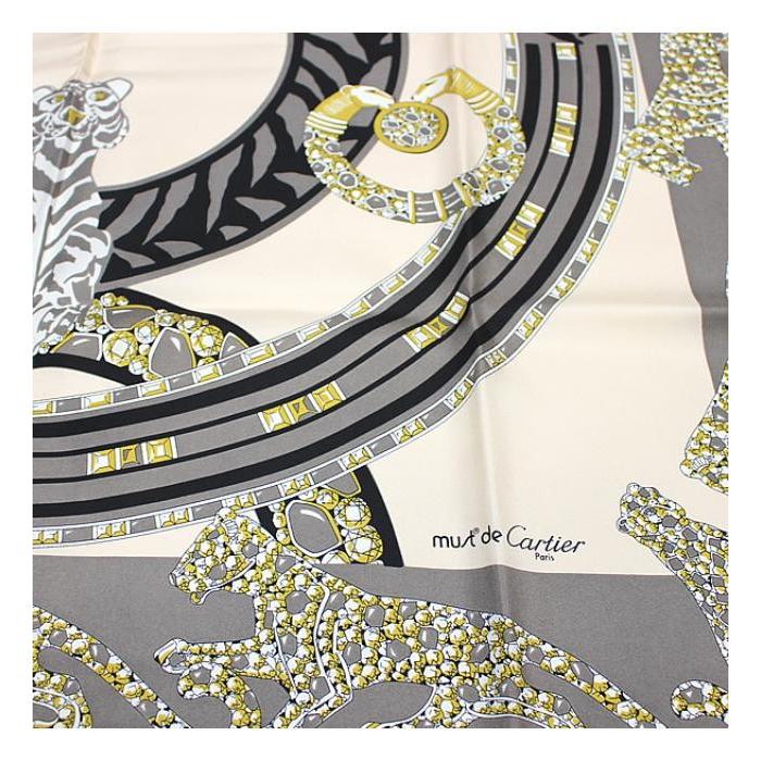Cartier（カルティエ） 美品 スカーフ パンサー&タイガー シルク100