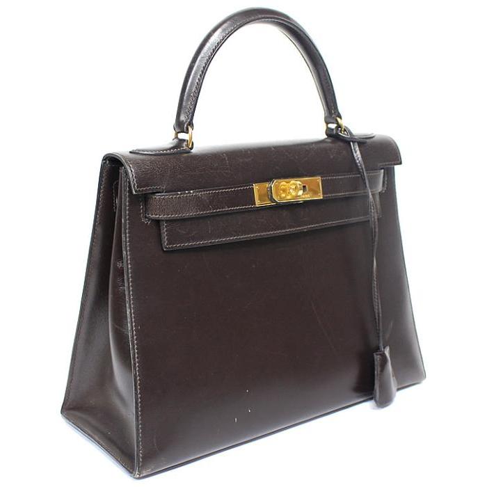HERMES（エルメス） ケリー28 ボックスカーフ ダークブラウン 〇T刻印