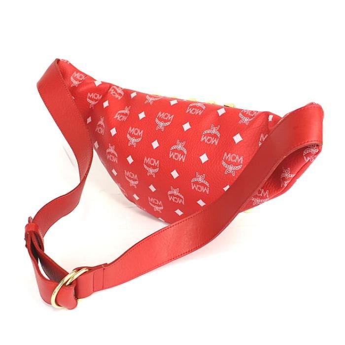 SALE 美品 エムシーエム MCM ボディバッグ ウエストバッグ レザー スタッズ レッド 048278atlantis 通販