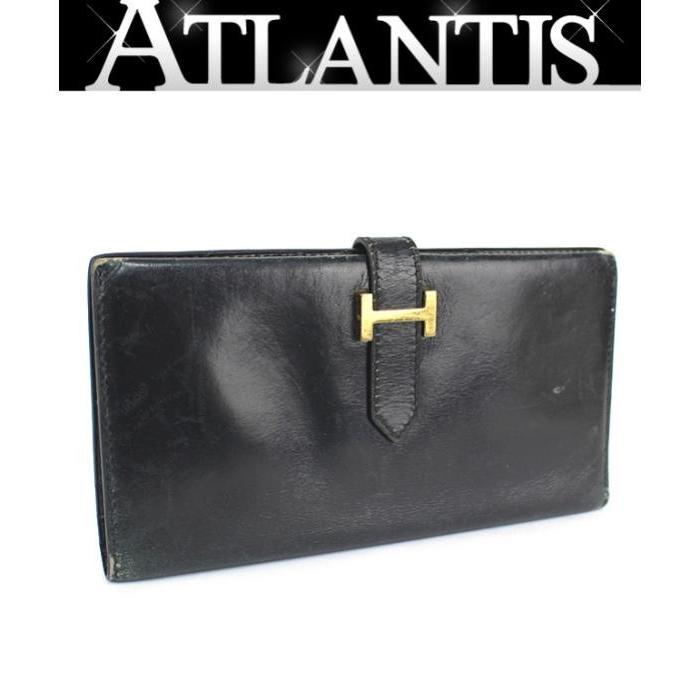 HERMES エルメス ベアン クラシック 長財布 ボックスカーフ 黒 G HERMES エルメス ベアン クラシック 長財布 ボックスカーフ 黒 G