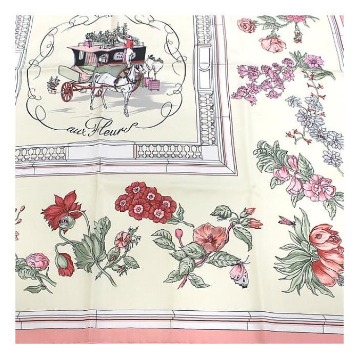 新品❗エルメス カレ90 花柄スカーフ HERMES エルメス カレ 90 カレ90 スカーフ 花の中で過ごす時間