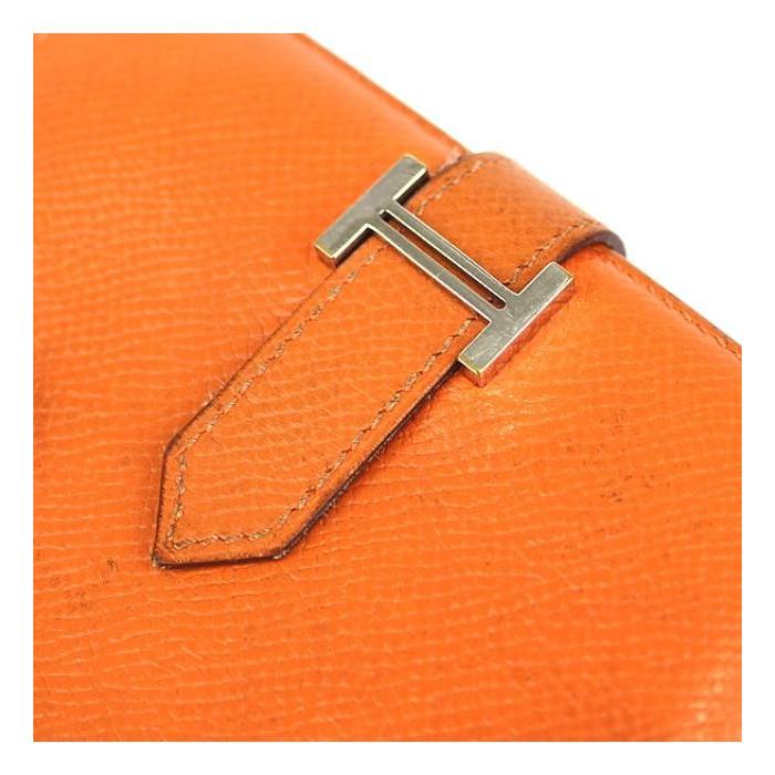 HERMES エルメス ベアン コンパクト エプソン オレンジ系 二
