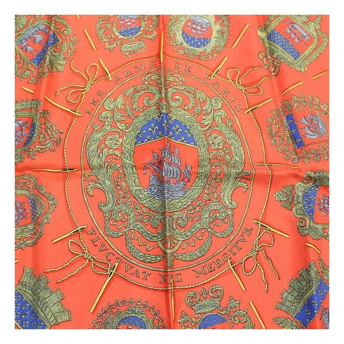 HERMES（エルメス） 美品 カレ45 『FLVCTVAT NEC MERGITVR』 スカーフ