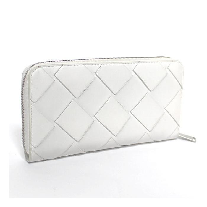 新品 ボッテガ ヴェネタ イントレチャート 長財布 ラウンドジップ ホワイト BOTTEGA VENETA ボッテガ ヴェネタ ラウンドファスナー 長財布