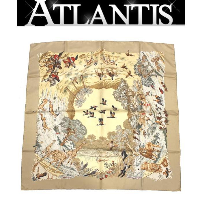 HERMES　 アフリカ Aflica　スカーフ カレ90 エルメス カレ90 AFRICA アフリカ スカーフ シルク ブラウン