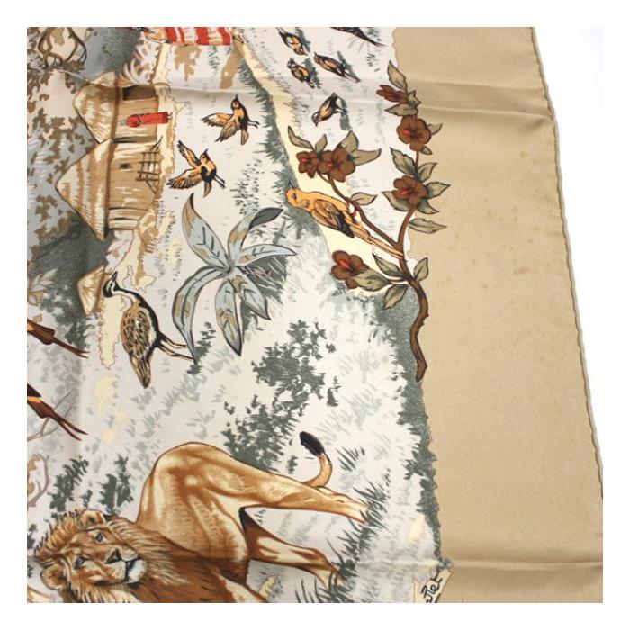 HERMES　 アフリカ Aflica　スカーフ カレ90 エルメス カレ90 AFRICA アフリカ スカーフ シルク ブラウン