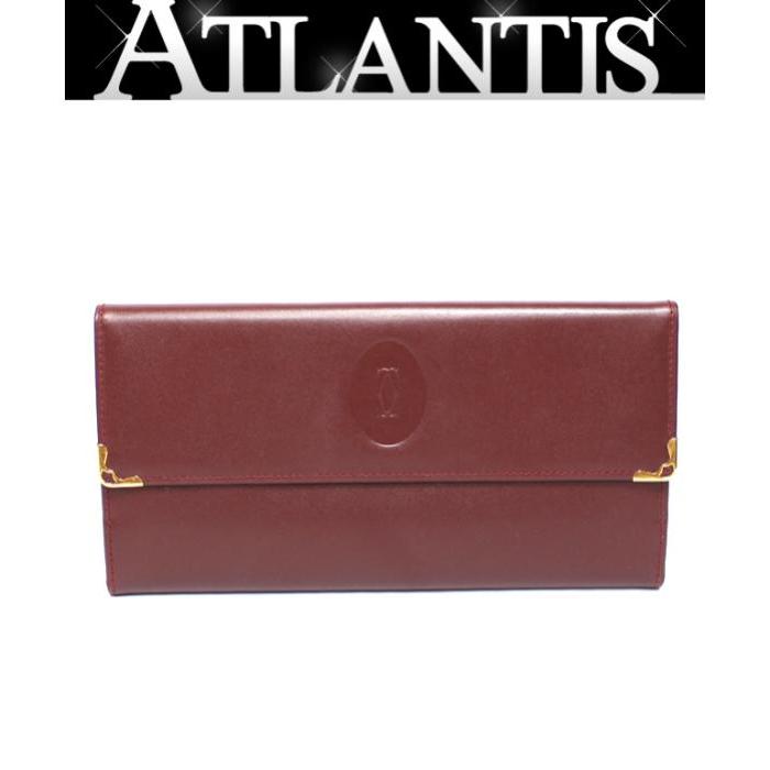 極美品　Cartier カルティエ 折財布 がま口 マストライン 三つ折り 希少 Cartier 在庫処分 大SALE 美品 カルティエ マストライン がま口