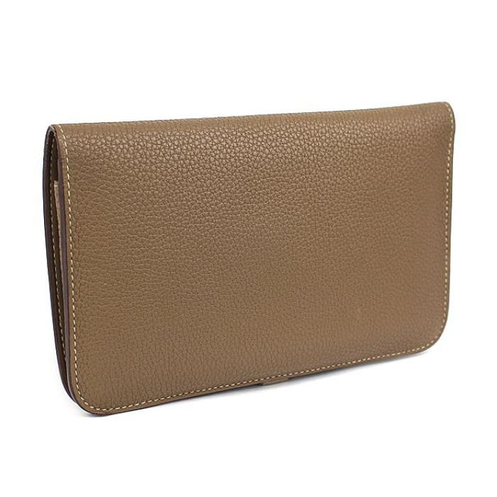 HERMES（エルメス） ドゴンGM 長財布 トリヨン エトゥープ×トゥル