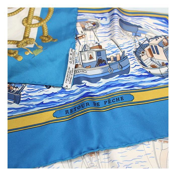 HERMES エルメス カレ 漁船の帰港 スカーフ HERMES エルメス カレ90 大判スカーフ『RETOUR DE PECHE 漁船の