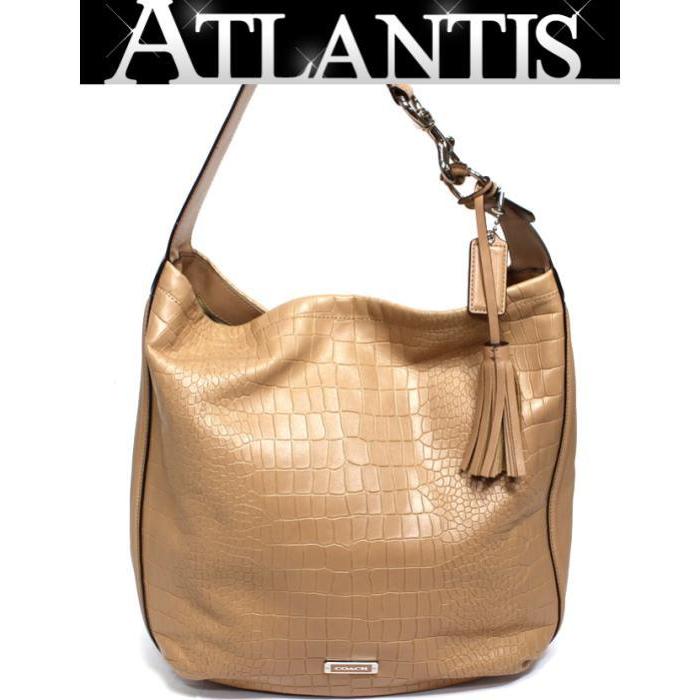 COACH（コーチ） 美品 ワンショルダーバッグ クロコ型押し ベージュ系