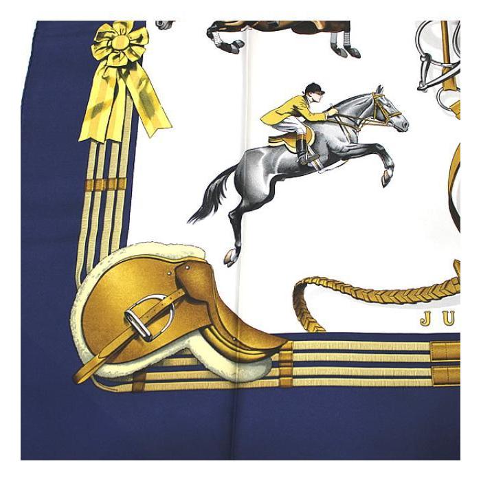 HERMES カレ90 大判シルクスカーフ JUMPING LEDOUX 馬具 HERMES（エルメス） カレ90 大判スカーフ『JUMPING 乗馬・馬場馬術