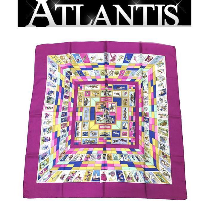 HERMES　エルメス　カレ90　CORRESPONDANCE　切手　文通 HERMES（エルメス） 希少 カレ90 大判スカーフ『CORRESPONDANCE』文通