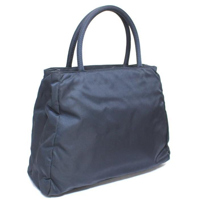 PRADA 美品 プラダ 台形 トートバッグ ハンドバッグ ナイロン ネイビー 