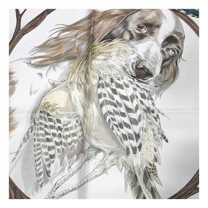 HERMES（エルメス） カレ90『CHIENS AU RAPPORT 猟犬』大判スカーフ 鳥