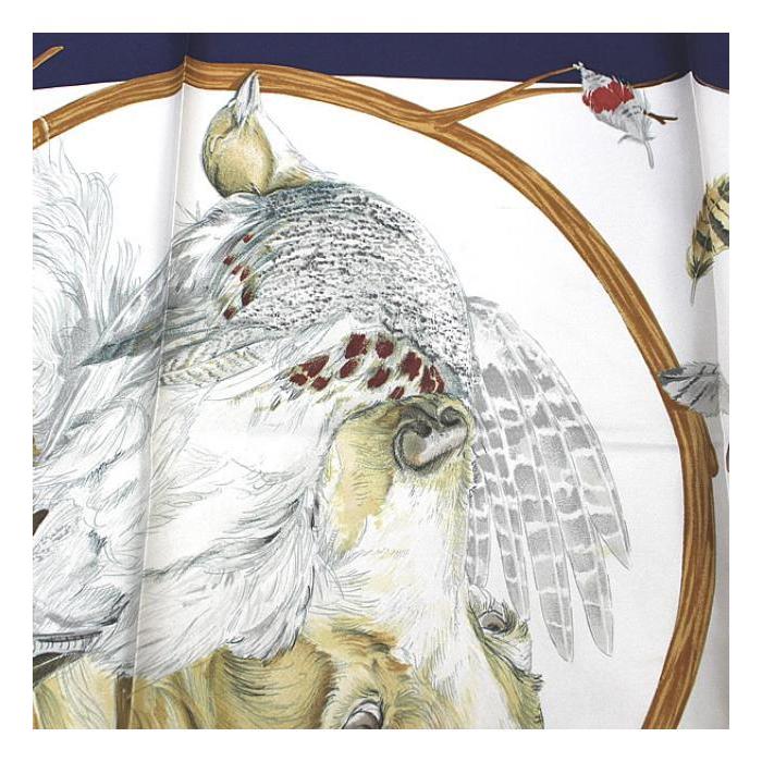 HERMES（エルメス） カレ90『CHIENS AU RAPPORT 猟犬』大判スカーフ 鳥