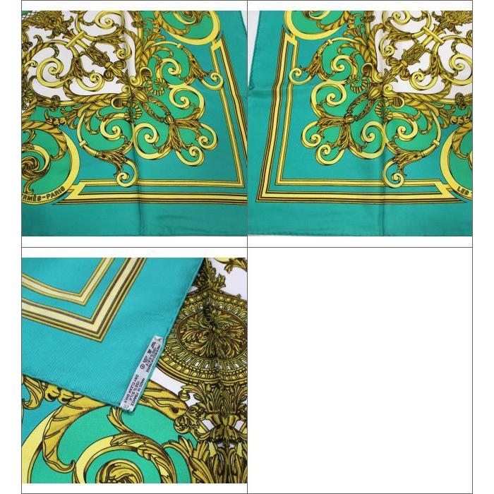 美品エルメスカレ90チェルリー公園LES TUILERIES ブラック×ゴールド HERMES エルメス カレ90 シルク スカーフ LES TUILERIES