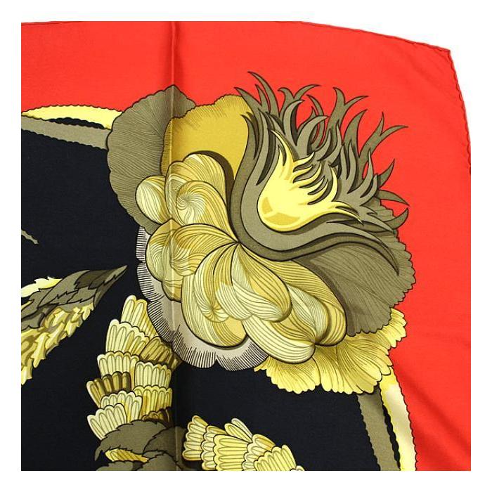 HERMES（エルメス） カレ90 大判スカーフ『TAHITI』タヒチ 黒×赤