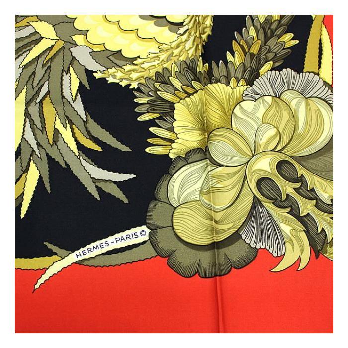 HERMES（エルメス） カレ90 大判スカーフ『TAHITI』タヒチ 黒×赤