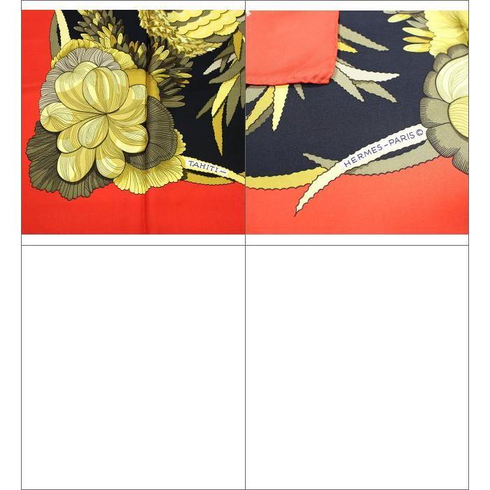 HERMES（エルメス） カレ90 大判スカーフ『TAHITI』タヒチ 黒×赤