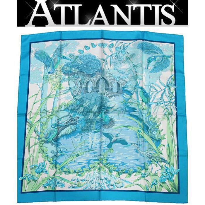 HERMES（エルメス） 美品 カレ90 大判スカーフ『Au bord de l'eau 翡翠