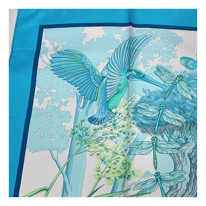HERMES（エルメス） 美品 カレ90 大判スカーフ『Au bord de l'eau 翡翠