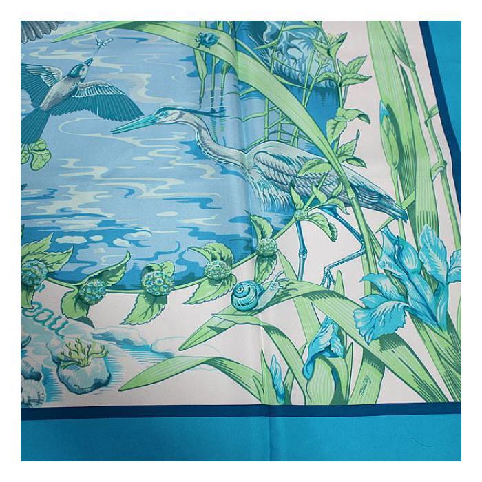 HERMES 美品 エルメス カレ90 大判スカーフ『Au bord de l 