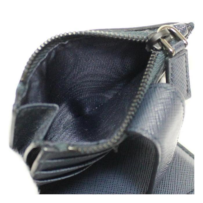PRADA（プラダ） 美品 二つ折り コンパクト 財布 レザー 青系 2MC066