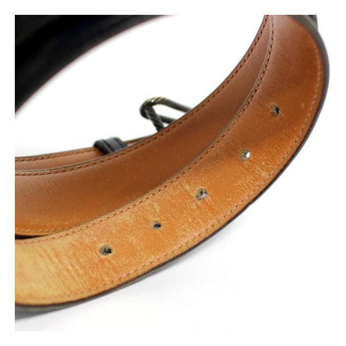 HERMES 黒レザーベルト ベルトバックル 《Hギヨシェ》 & レザーベルト 32 mm | Hermès