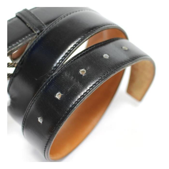 HERMES エルメス レザー ベルト 黒 ブラック ○E刻 サイズ表記