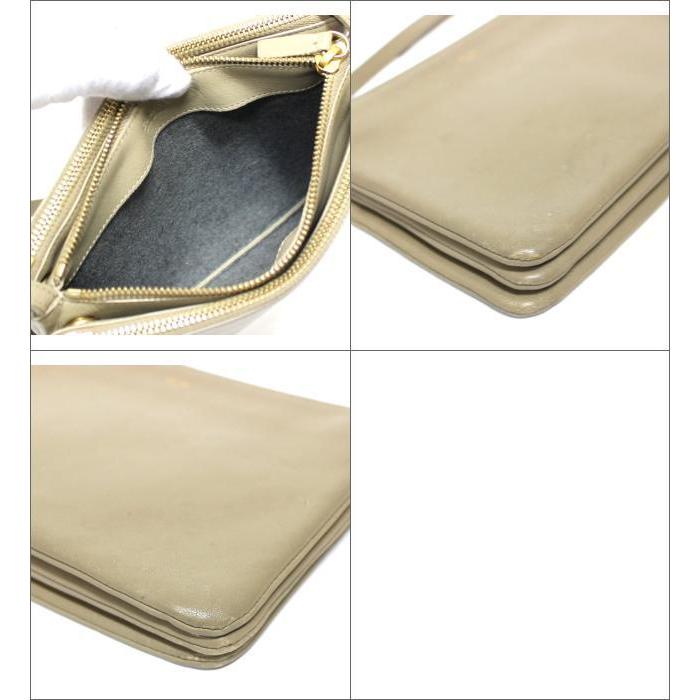 【美品】セリーヌ トリオスモール ショルダーバッグ レザー ベージュ 極美品 セリーヌ トリオスモール ショルダーバッグ 斜め掛け