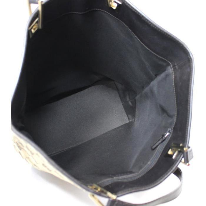 GUCCI（グッチ） 縦型 トートバッグ A4収納可 GGキャンバス×レザー 茶