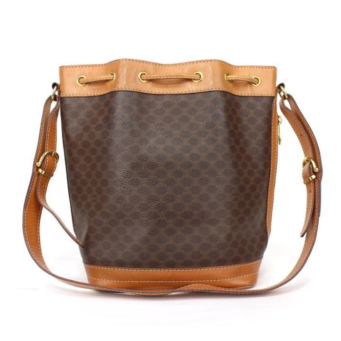 CELINE（セリーヌ） 巾着型 ショルダーバッグ 斜め掛け マカダム柄 PVC