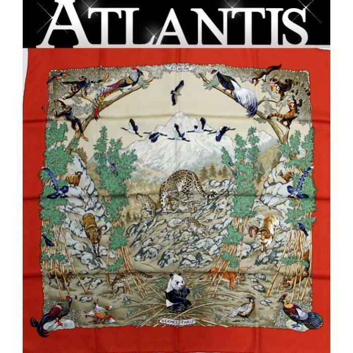 HERMES（エルメス） 美品 カレ90『SICHUAN 四川省』大判スカーフ 動物