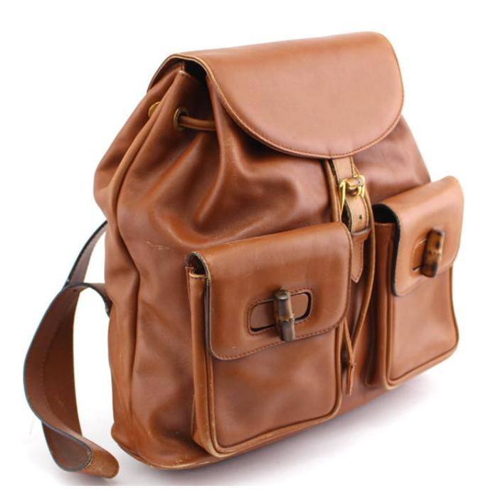 GUCCI（グッチ） バンブー リュックサック バックパック レザー 茶系