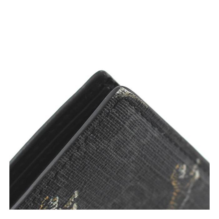 【美品】グッチ 二つ折り財布 ブラック タイガー スプリーム PVC メンズ GUCCI（グッチ） 二つ折り財布 GGスプリーム タイガー PVC×レザー 黒