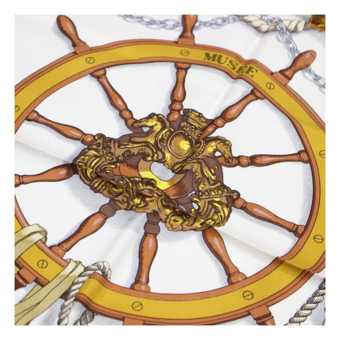 HERMES 入手困難 エルメス カレ90『MUSEE 博物館』大判スカーフ 船 舵