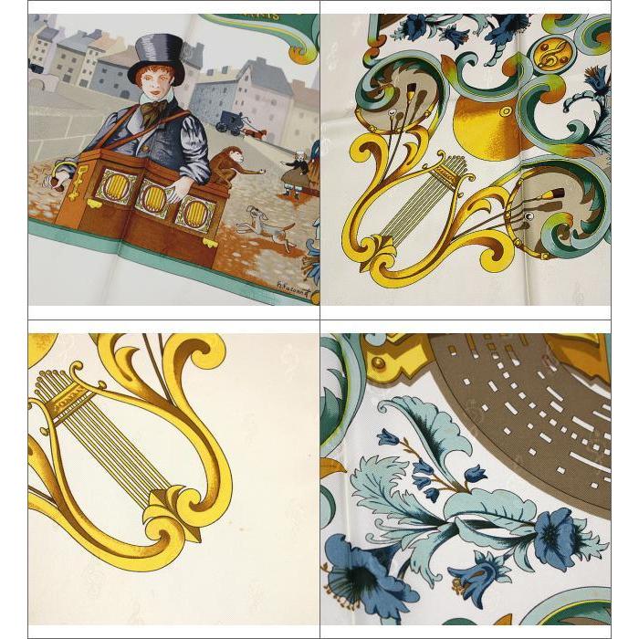 美品✨HERMES 大判 スカーフ カレ90 パイプオルガン 楽器 グリーン 黄 HERMES 入手困難 エルメス カレ90『ORGAUPHONE パイプオルガンと