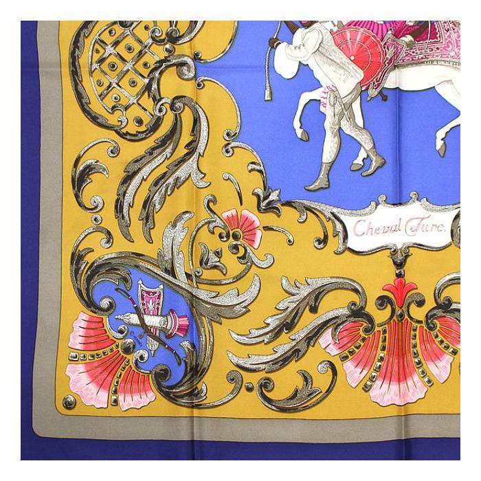 HERMES エルメス カレ90 大判スカーフ『Cheval Turc トルコの馬  