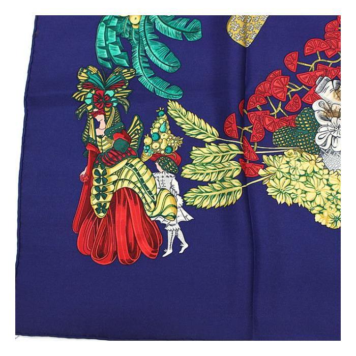 HERMES / カレ90/CHAPEAU/帽子/脱帽/大判/スカーフ/シルク/BLU/無地