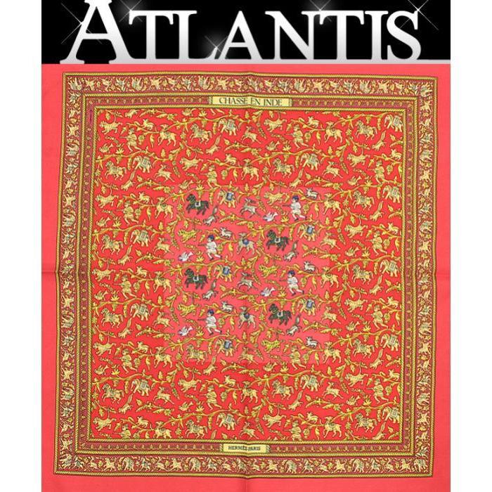 全ての エルメス Hermes カレ45 スカーフ Chasse En Inde インドの狩猟 赤系 シルク 人気が高い Www Fedelatina Org