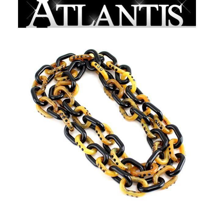 PRADA（プラダ） 美品 チェーンネックレス ブラウン×黒 プラスチック