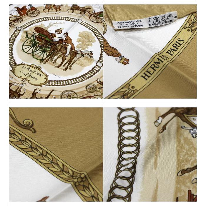 【美品】HERMES エルメス　スカーフ カレ90 ロンシャンへの散歩 馬車 HERMES 美品 エルメス カレ90『La promenade de longchamps