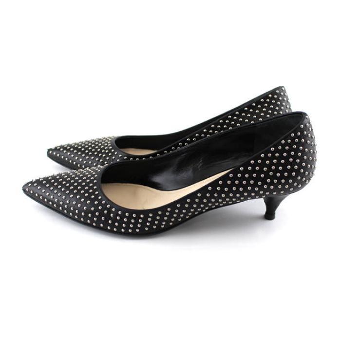 PRADA（プラダ） スタッズ パンプス 靴 ハイヒール レザー 黒系 size36