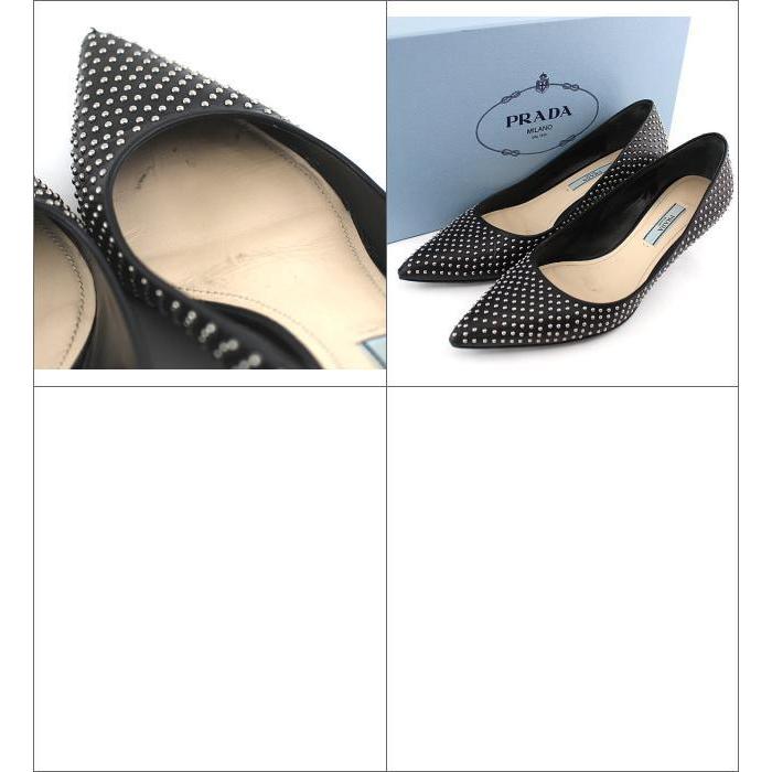 PRADA（プラダ） スタッズ パンプス 靴 ハイヒール レザー 黒系 size36