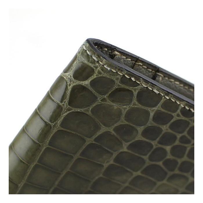 HERMES エルメス ベアンクラシック 二つ折り長財布 クロコ ポロサス  