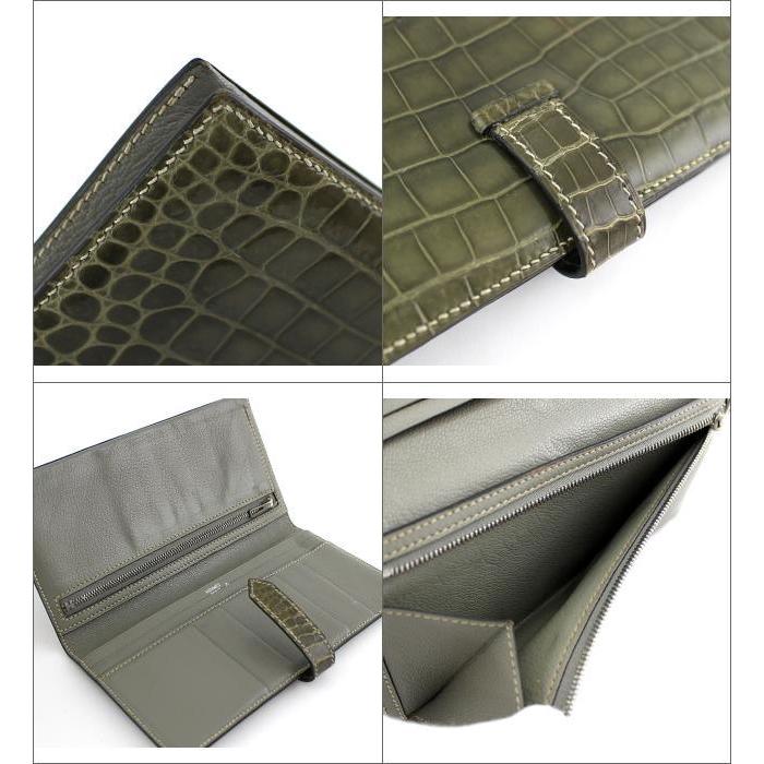 HERMES エルメス ベアンクラシック 二つ折り長財布 クロコ ポロサス  