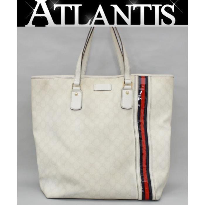 GUCCI（グッチ） SALE ショルダートートバッグ A4収納可 GG柄 ホワイト
