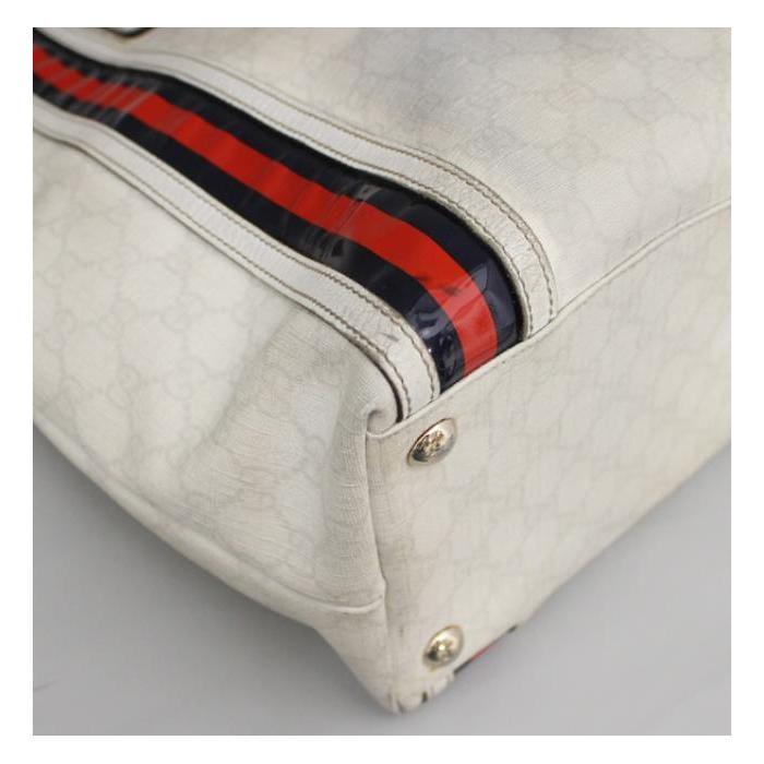 グッチ トートバッグ レザー×PVC A4可 肩掛け GG柄 ホワイト GUCCI SALE グッチ ショルダートートバッグ A4収納可 GG柄