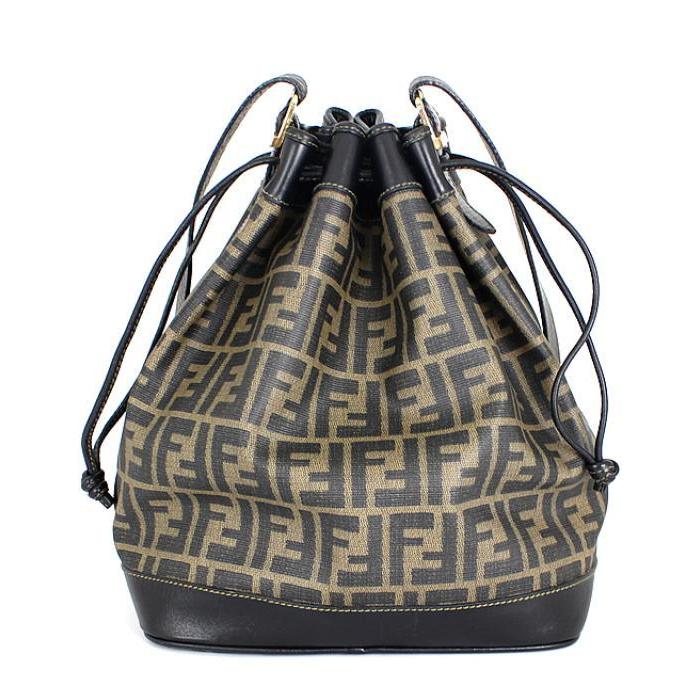か*な様 【OM1483】FENDI ショルダーバッグ ズッカ柄 PVC 巾着型 ZUCCa（ズッカ） フェンディ FENDI 巾着 ショルダーバッグ ズッカ柄