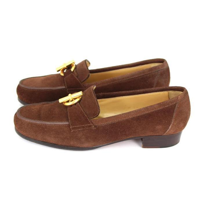 HERMES 美品 エルメス シェーヌダンクル スウェード ローファー size36 